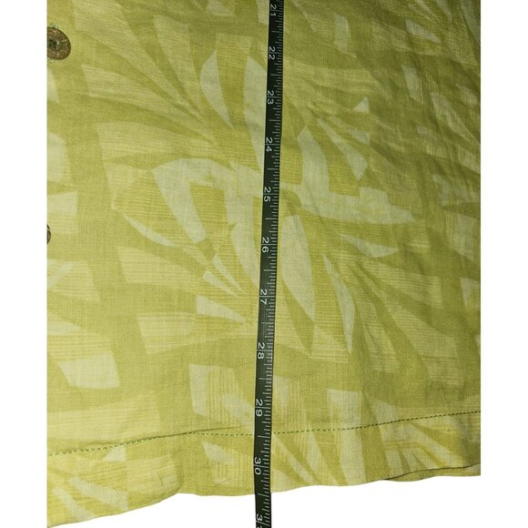 Tommy Bahama Mens XL Linen Hawaiian Shirt Green & Beige Short Sleeve Button-Up - Picture 9 of 11